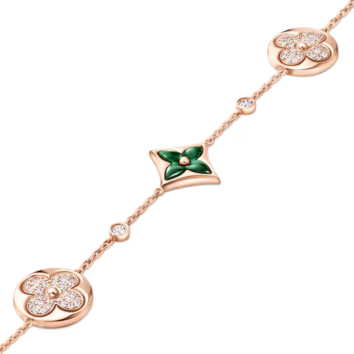 Color Blossom BB Star and Sun Multi-Motif Bracelet, Pink Gold, Malachite and Diamonds