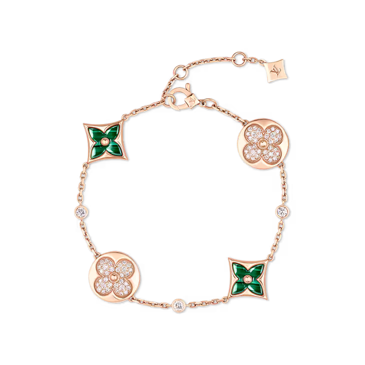 Color Blossom BB Star and Sun Multi-Motif Bracelet, Pink Gold, Malachite and Diamonds