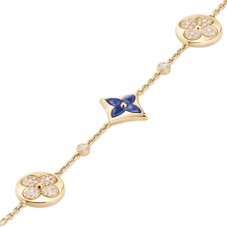 Color Blossom BB Star and Sun Multi-Motif Bracelet, Yellow Gold, Sodalite and Diamonds