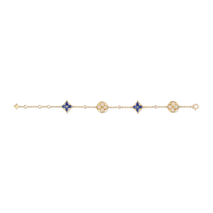 Color Blossom BB Star and Sun Multi-Motif Bracelet, Yellow Gold, Sodalite and Diamonds