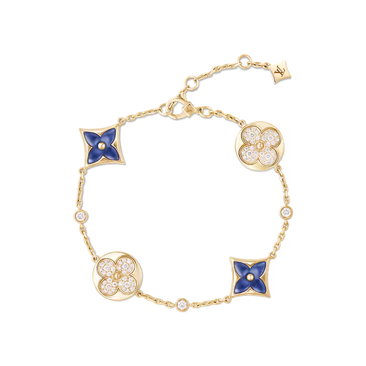 Color Blossom BB Star and Sun Multi-Motif Bracelet, Yellow Gold, Sodalite and Diamonds