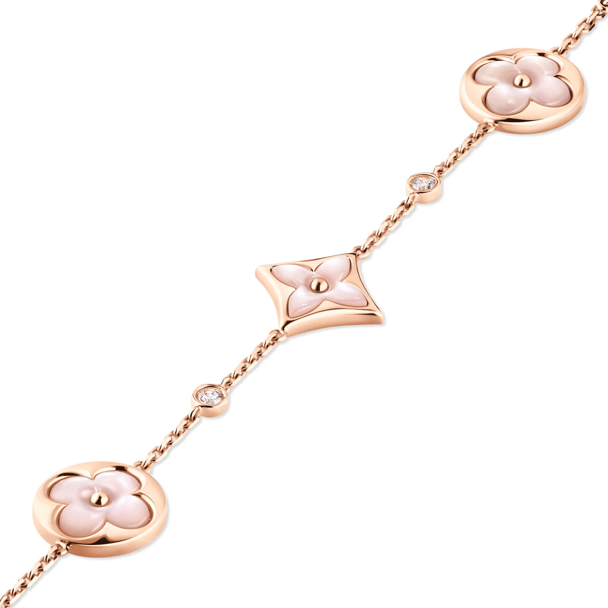 Color Blossom BB Star andSun Multi-Motif Bracelet, Rose Gold, Pink Mother-of-Pearl and Diamonds
