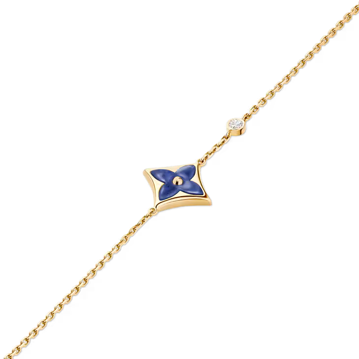 Color Blossom BB Star Bracelet, Yellow Gold, Sodalite and Diamond