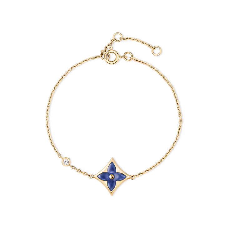 Color Blossom BB Star Bracelet, Yellow Gold, Sodalite and Diamond