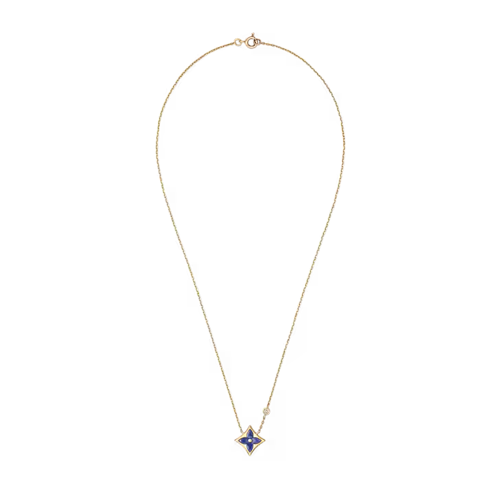 Color Blossom BB Star Pendant, Yellow Gold, Sodalite and Diamond