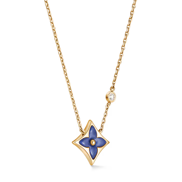 Color Blossom BB Star Pendant, Yellow Gold, Sodalite and Diamond