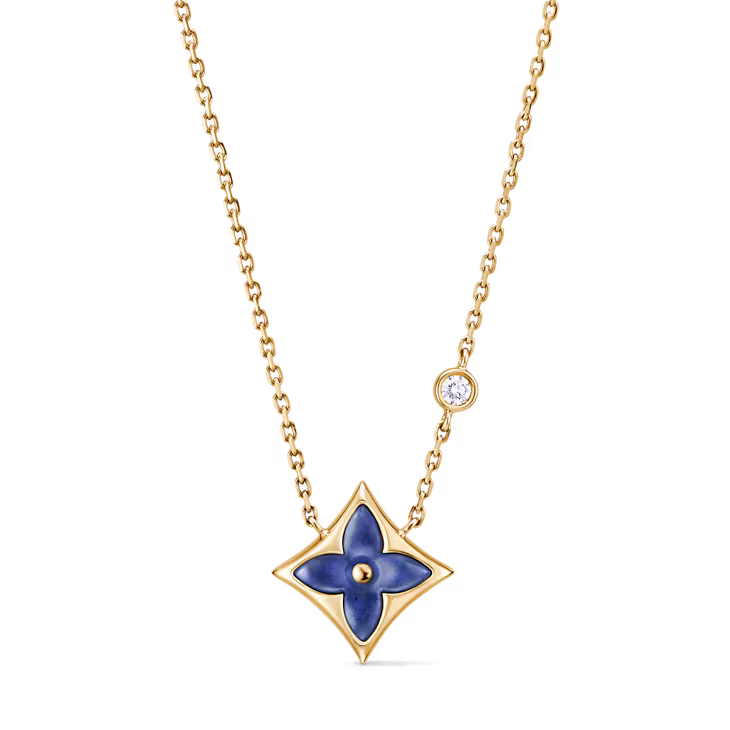 Color Blossom BB Star Pendant, Yellow Gold, Sodalite and Diamond