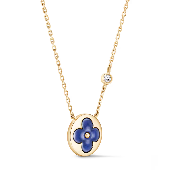 Color Blossom BB Sun Pendant, Yellow Gold, Sodalite and Diamond