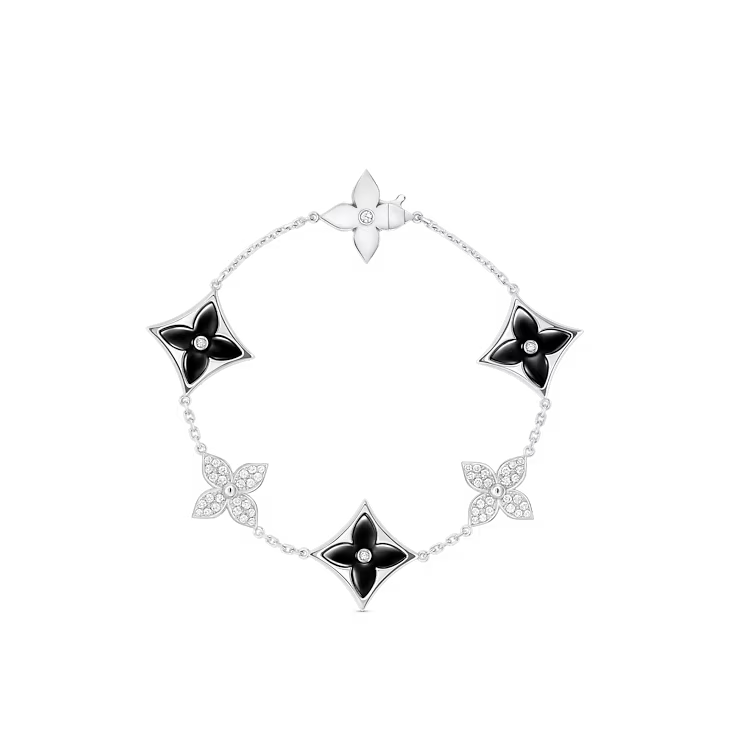 Color Blossom M Star Multi-Motif Bracelet, White Gold, Onyx and Diamonds