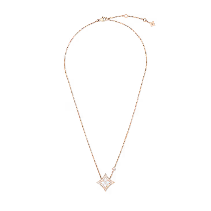 Color Blossom M Star Pendant, Pink Gold, White Mother-of-Pearl and Diamonds