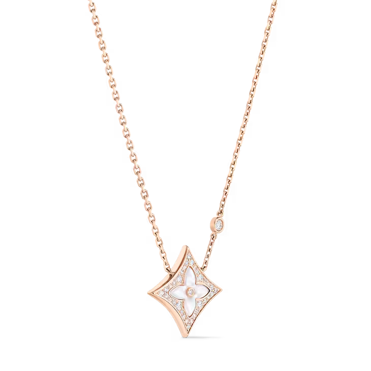 Color Blossom M Star Pendant, Pink Gold, White Mother-of-Pearl and Diamonds