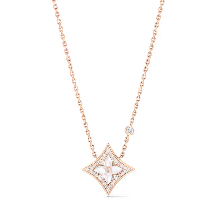 Color Blossom M Star Pendant, Pink Gold, White Mother-of-Pearl and Diamonds