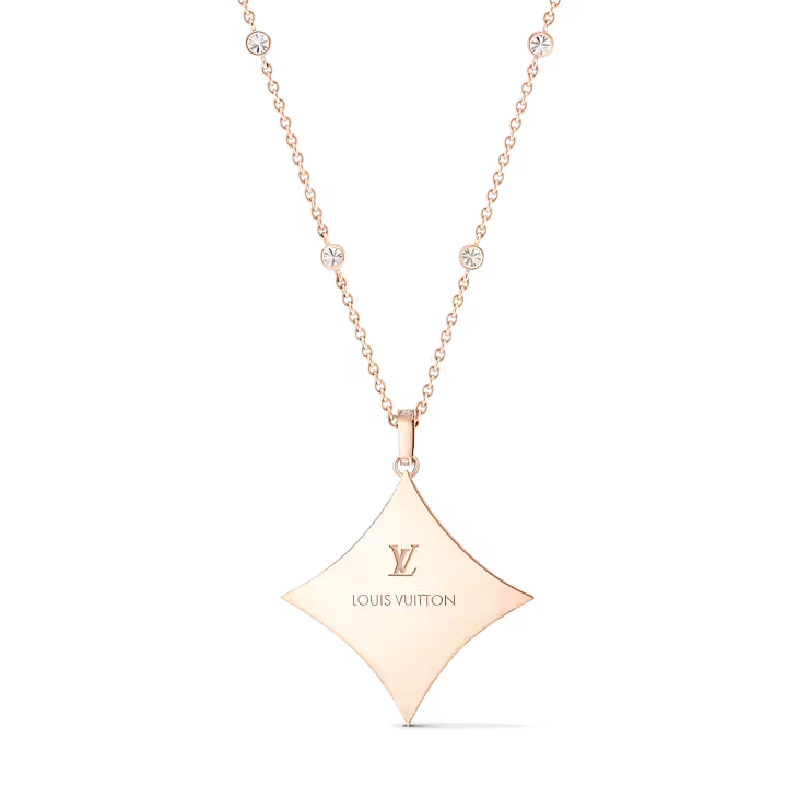 Color Blossom XL Star Pendant, Pink Gold, Malachite and Diamonds