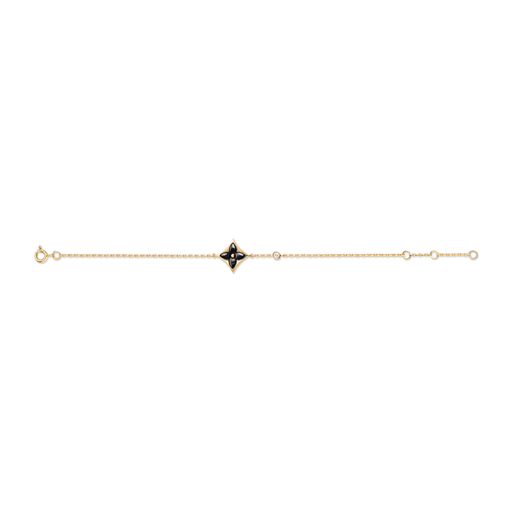Colour Blossom Bb Star Bracelet, Yellow Gold, Onyx And Diamond
