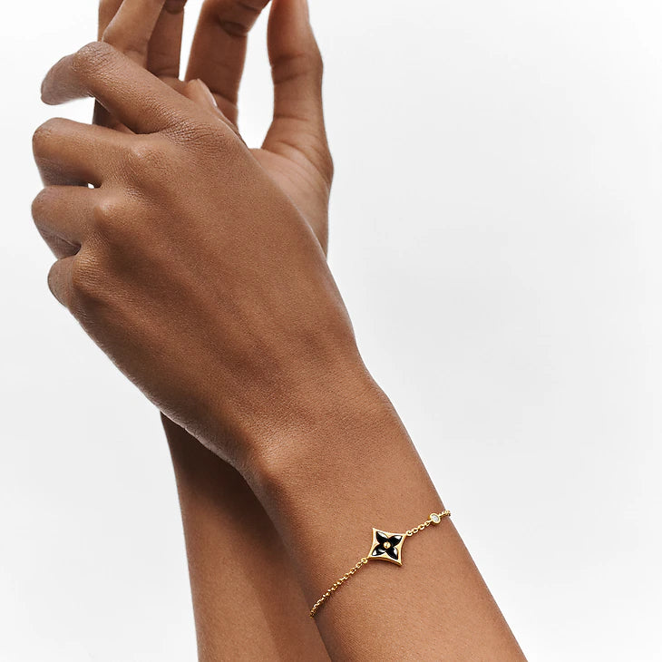 Colour Blossom Bb Star Bracelet, Yellow Gold, Onyx And Diamond