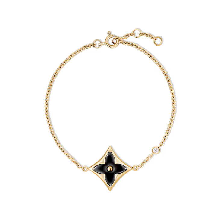 Colour Blossom Bb Star Bracelet, Yellow Gold, Onyx And Diamond