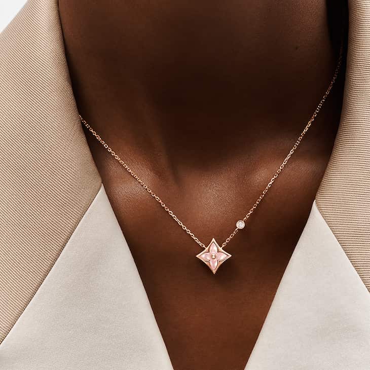 Colour Blossom BB Star Pendant, Pink Gold, Pink Mother-Of-Pearl And Diamond