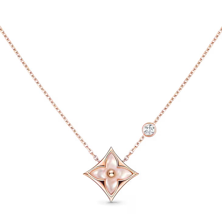 Colour Blossom BB Star Pendant, Pink Gold, Pink Mother-Of-Pearl And Diamond