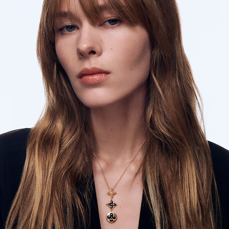 Colour Blossom Lariat Necklace, Yellow Gold, Onyx And Diamond