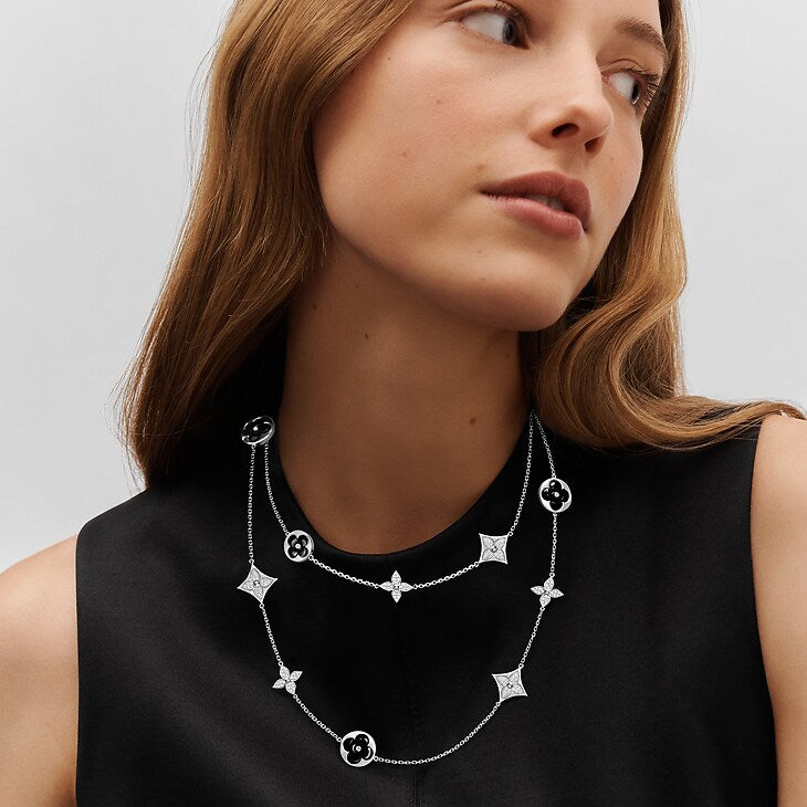 Colour Blossom Sautoir, White Gold, Onyx And Diamonds