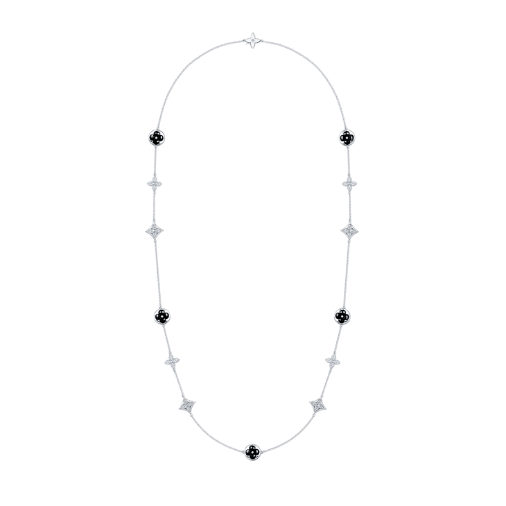 Colour Blossom Sautoir, White Gold, Onyx And Diamonds