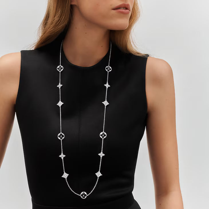 Colour Blossom Sautoir, White Gold, Onyx And Diamonds